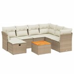 vidaXL Salon de jardin avec coussins 8 Pièces beige résine tressée