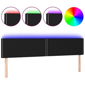 vidaXL Tête de lit à LED Noir 200x5x78/88 cm Tissu