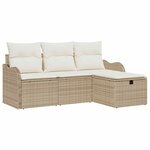 vidaXL Ensemble de canapé de jardin avec coussin 4 Pièces beige et crème