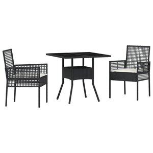 vidaXL Ensemble de salle à manger de jardin 3 pièces en poly rattan noir