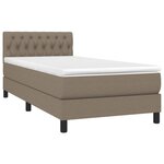 vidaXL Sommier à lattes de lit avec matelas LED Taupe 90x190 cm Tissu