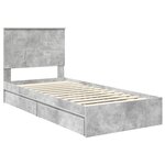 vidaXL Lit de Rangement Gris béton 90 x 190 cm Bois d'ingénierie