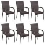 vidaXL Ensemble à manger de jardin 7 Pièces Résine tressée Marron