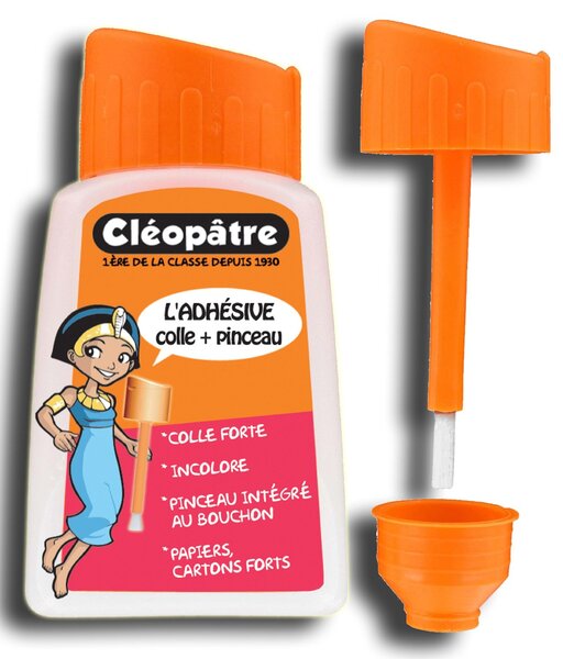 Colle transparente forte 'Adhésive' en 80 gr avec pinceau incorporé CLÉOPÂTRE
