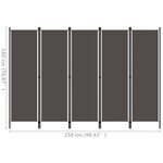 vidaXL Cloison de séparation 5 panneaux Anthtracite 250x180 cm