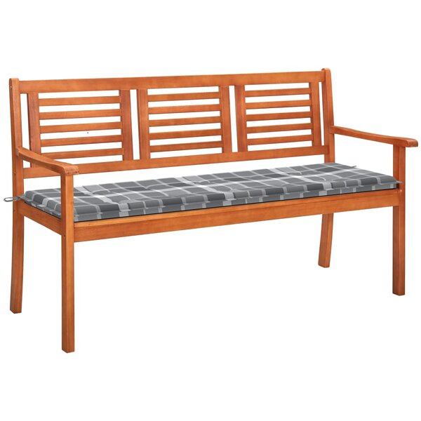 vidaXL Banc de jardin 3 places avec coussin 150 cm Bois d'eucalyptus