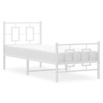 vidaXL Cadre de lit métal sans matelas avec pied de lit blanc 75x190cm
