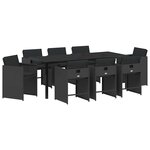 vidaXL Ensemble de salle à manger pour jardin 9 Pièces Noir polyrotin