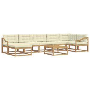 vidaXL Ensemble de canapés d'extérieur 8 pc Blanc et crème