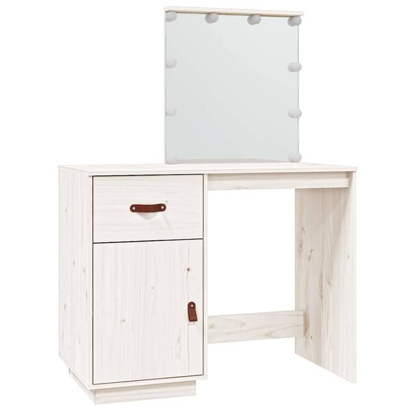 vidaXL Coiffeuse avec LED Blanc 95x50x133 5 cm Bois de pin massif