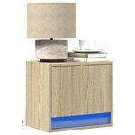 vidaXL Tables de chevet murales avec lumières LED 2 Pièces chêne sonoma