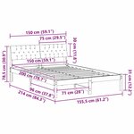 vidaXL Cadre de lit Marron et taupe 150 x 200 cm Bois massif en pin