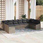 vidaXL Ensemble de canapé de jardin 10 Pièces Gris Poly rotin