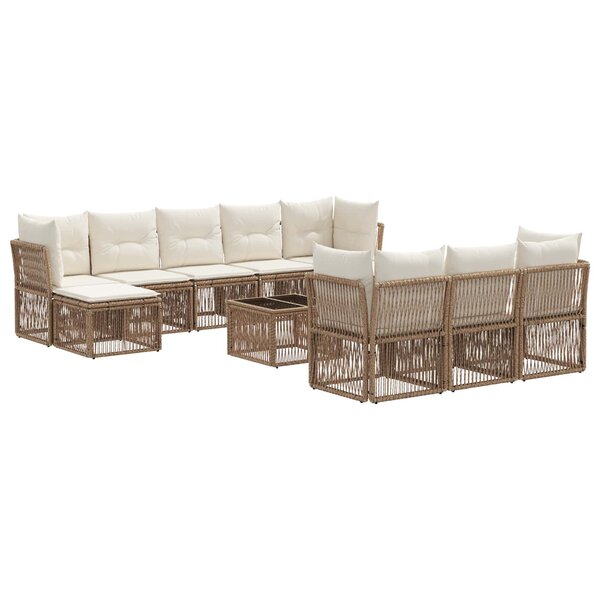 vidaXL Ensemble de canapé de jardin 11 Pièces Beige polyrotin