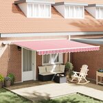 vidaXL Store rétractable manuel avec rayures rouges et blanches 450x350 cm