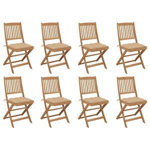 vidaXL Chaises pliables d'extérieur avec coussins 8 Pièces Bois d'acacia