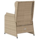 vidaXL Chaises inclinables de jardin lot de 2 et coussins beige rotin