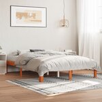 vidaXL Cadre de lit sans matelas cire marron 135x190cm bois pin massif