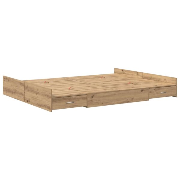 vidaXL Cadre de lit avec rangement chêne artisanal 135 x 190 cm