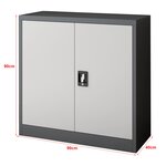 Armoire de bureau casier de bureau meuble de rangement pour salon bureau chambre atelier acier laqué 90 x 40 x 90 cm gris foncé et gris clair 03_0006323