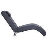 vidaXL Chaise longue avec oreiller Gris Similicuir daim