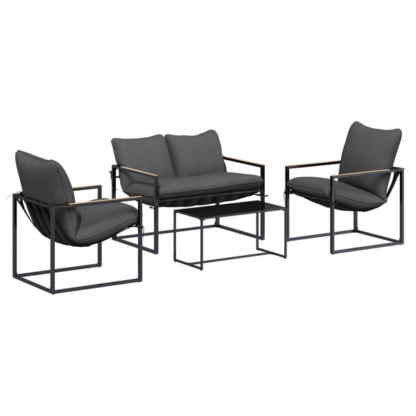 vidaXL Ensemble de canapé de jardin 4 Pièces Noir et anthracite Acier
