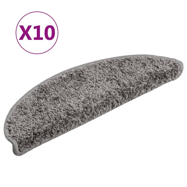 vidaXL Tapis d'escalier 10 Pièces 56x17x3 cm Gris