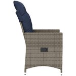 vidaXL Lot de 2 chaises de jardin inclinables avec coussins en résine tressée grise