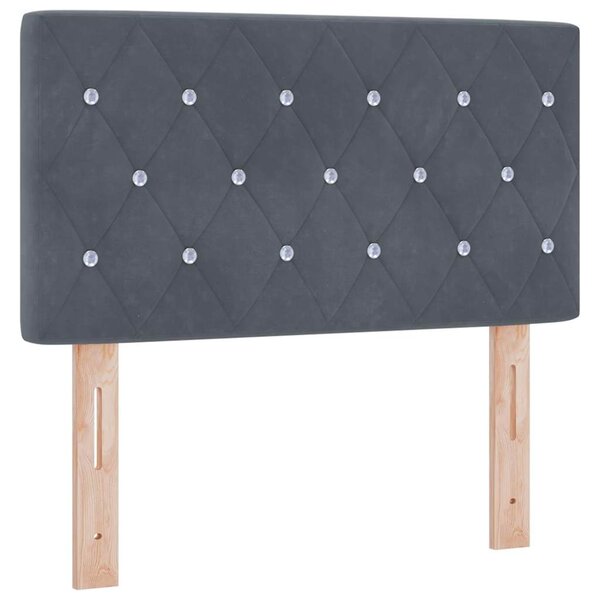 vidaXL Tête de lit LED avec des boutons en cristal  grise foncée  80 cm  en velours