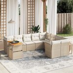 vidaXL Salon de jardin avec coussins 10 Pièces beige résine tressée