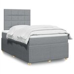 vidaXL Sommier à lattes de lit avec matelas Gris clair 120x200cm Tissu
