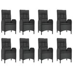 vidaXL Ensemble à manger jardin 9Pièces et coussins noir résine tressée