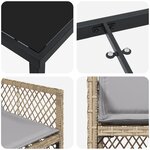 Ensemble de repas de jardin vidaXL 5 pièces avec coussins beige en poly rattan