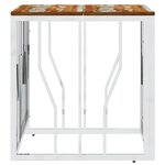vidaXL Table basse argenté acier inoxydable/bois massif récupération