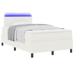 vidaXL Lit à ressort LED avec tête de lit Crème et Blanc 120 x 190 cm