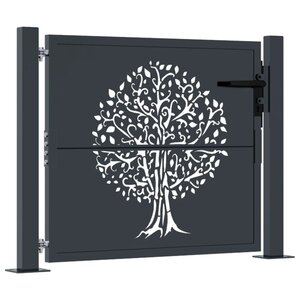 vidaXL Portail de jardin anthracite 105x80 cm acier conception d'arbre
