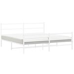 vidaXL Cadre de lit métal sans matelas et pied de lit blanc 183x213 cm