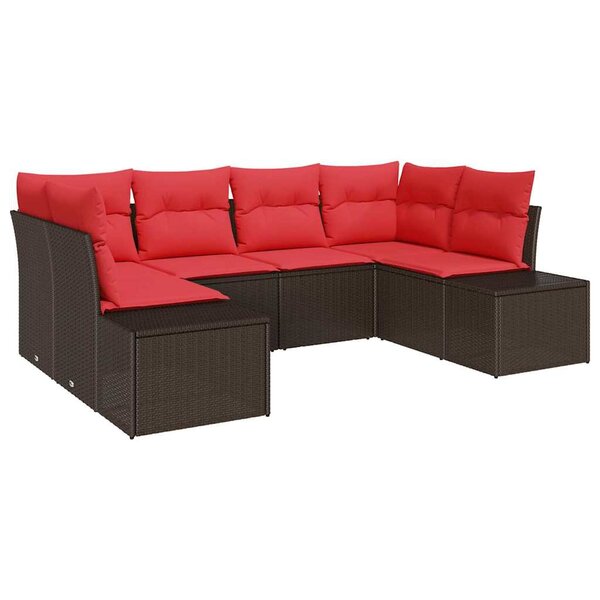 vidaXL Ensemble de canapé de jardin 6 Pièces Marron polyrotin