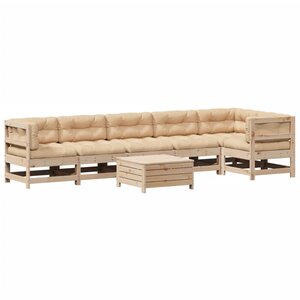 vidaXL Salon de jardin 7 Pièces avec coussins Bois de pin massif