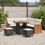 vidaXL Ensemble de canapé de jardin avec coussin 8 Pièces Noir et Crème