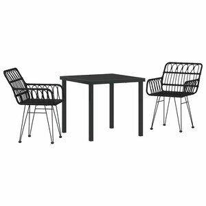 vidaXL Ensemble de salle à manger pour jardin 3 Pièces Noir Poly rotin