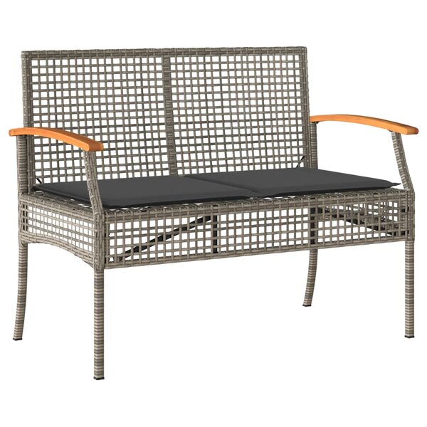 vidaXL Banc de jardin avec coussin gris résine tressée et acacia