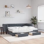 vidaXL Lit de jour avec gigogne et tiroirs gris foncé 80x200cm velours
