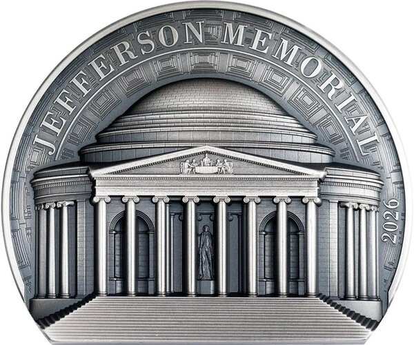 Pièce de monnaie en Argent 10 Dollars g 62.2 (2 oz) Millésime 2026 Historical Monuments JEFFERSON MEMORIAL (PRÉCOMMANDE)