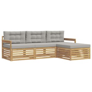 vidaXL Ensemble de canapés d'extérieur 4 pc Blanc et gris clair