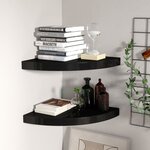 vidaXL Étagères d'angle flottantes 2 Pièces noir 35x35x3 8 cm MDF