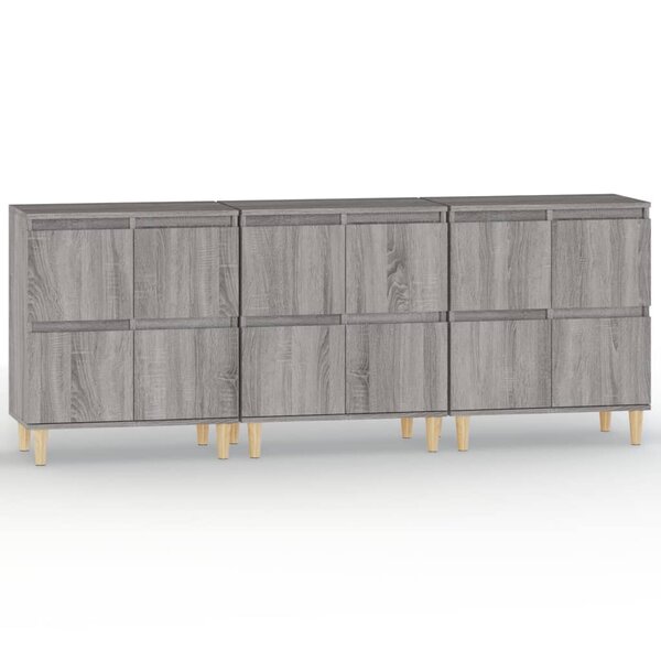 vidaXL Buffets 3 Pièces sonoma gris 60x35x70 cm bois d'ingénierie