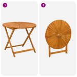 vidaXL Table de jardin pliante Naturel Ø90 x 75 cm