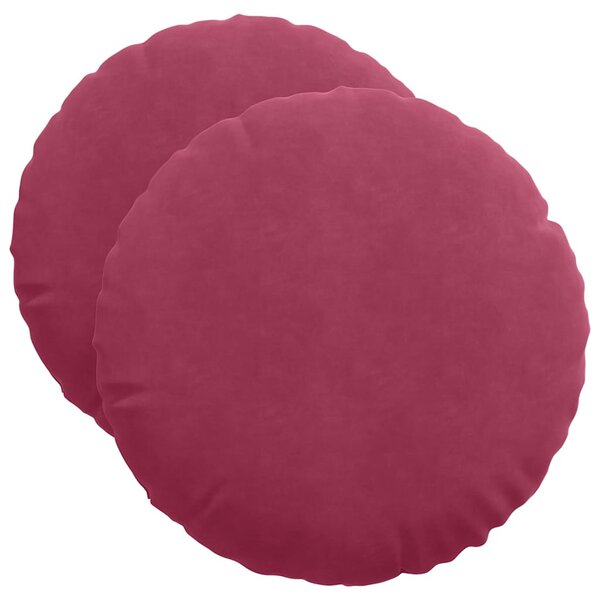 vidaXL Coussins de siège 2 pc Velours Bordeaux Ø50 x 19 cm