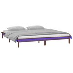 vidaXL Cadre de lit à LED sans matelas 200x200 cm bois massif